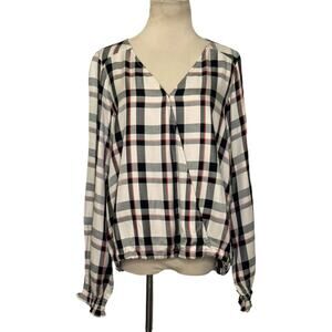 Sanctuary plaid long sleeves front crossed top size small
